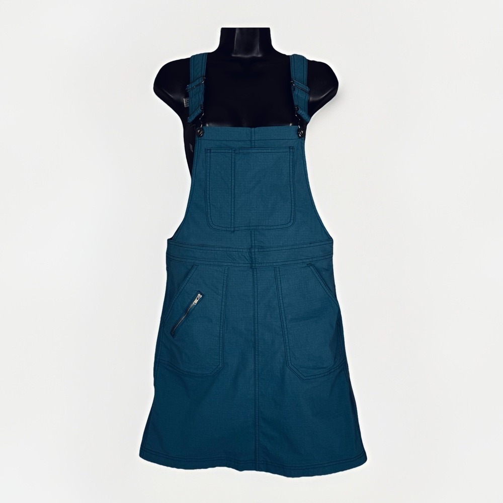 Title Nine Scout Overall Jumper Dress Medium Teal Blue Stretch Skirtall Ripstop